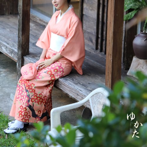 모모카오리 유카타 4set [러뷰카타 일본 전통의상 여성 핑크 매화 기모노] - 3차재입고