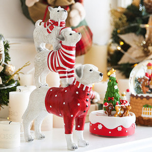 브레맨 3 독스 [일본 출고 크리스마스 유럽 강아지 겨울 장식 오너먼트 30cm] - 2차재입고